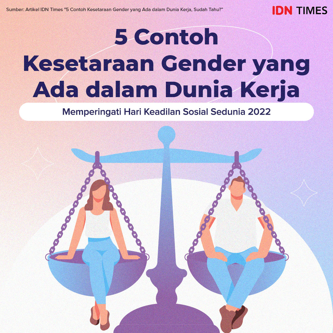 IDNTimes's tweet photo. Dalam memperingati #WorldDayofSocialJustice2022 atau #HariKeadilanSosialSedunia 2022, berikut ini 5 contoh kesetaraan gender yang ada dalam dunia kerja.

[A THREAD] #IDNTimes #IDNTimesInfografis https://t.co/0kOZGNEySU