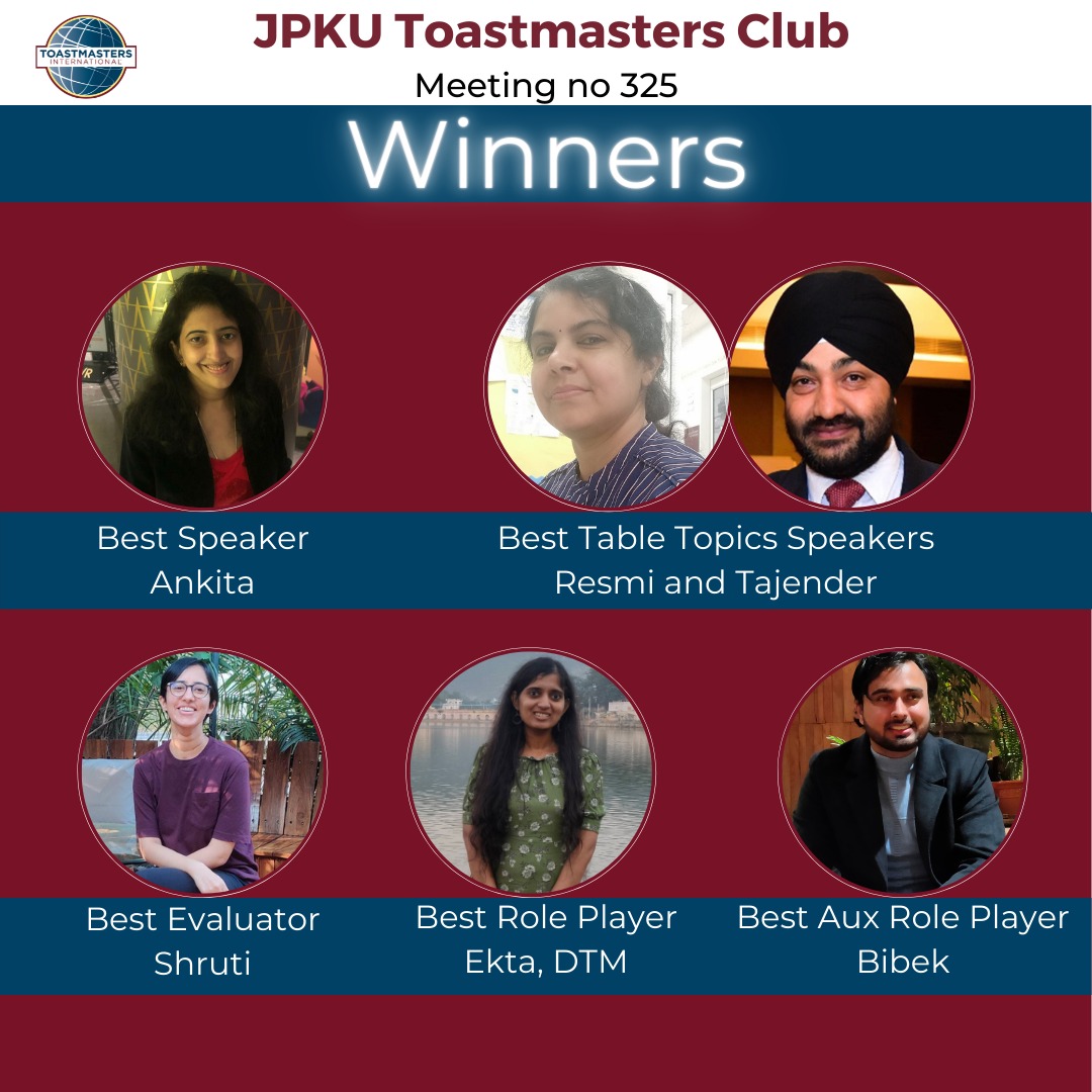 ClubJpku's tweet photo. Congratulations to the winners of the meeting 325 of JPKU Toastmasters Club.

#JPKUToastmasters #325 #meeting #winners #congratulations #motivation #district41toastmasters #divisionp #toastmasters #toastmastersinternational #whereleadersaremade #publicspeaking #selfcondidence https://t.co/k9W4hwN8st