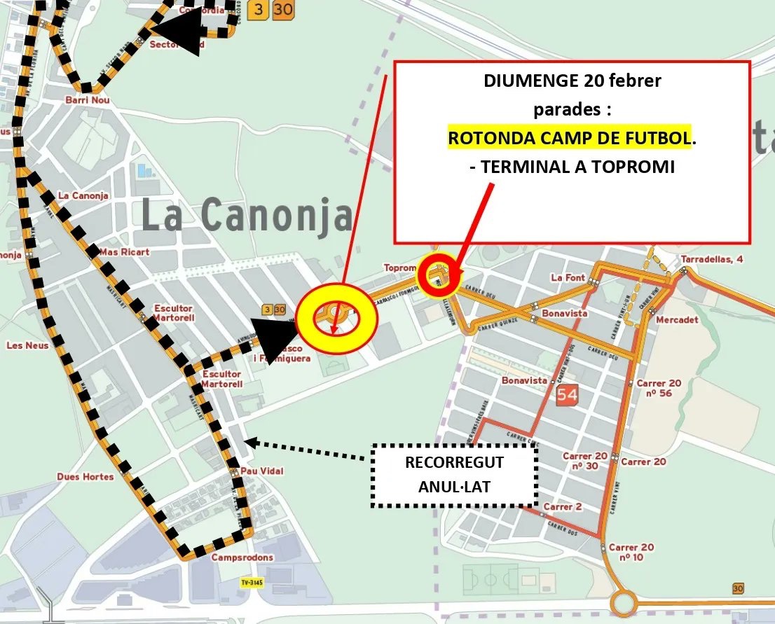 lacanonja112's tweet photo. 🚏🚍 Amb motiu de l’arribada de Sa Majestat Carnestoltes avui d'11.45 a 15.30 hores aproximadament, la línia L3 efectuarà un recorregut alternatiu.

✅ El recorregut en sentit Tarragona, a partir de les 13 h, serà normal. https://t.co/60mPnYHL2h