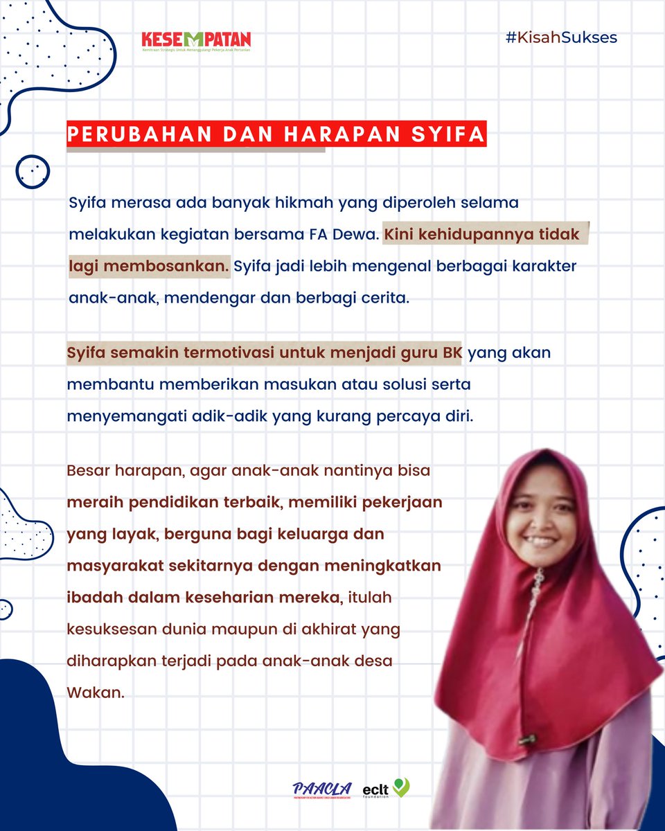 Selamat hari minggu #SahabatPAACLA yuk simak cerita inspiratif dari Syifa :)

Semoga jadi inspiratif bagi kamu juga yah #BersamaPAACLA