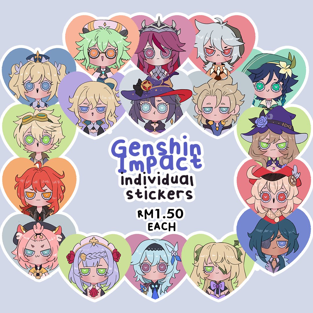 ploless's tweet photo. Genshin impact individual stickers are now available!! Get them now on my shopee store

https://t.co/TxUnp8D03Y https://t.co/0IgzOoXqJA