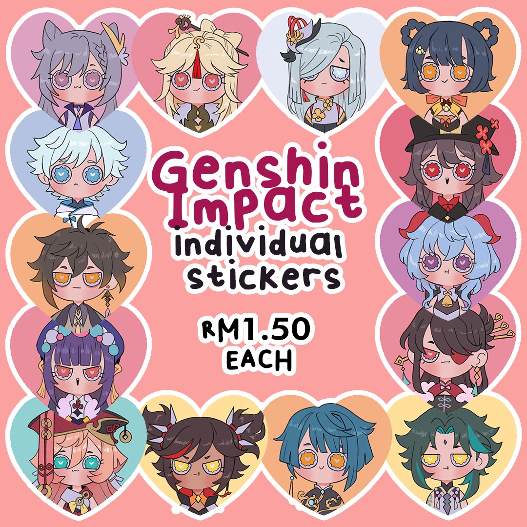 ploless's tweet photo. Genshin impact individual stickers are now available!! Get them now on my shopee store

https://t.co/TxUnp8D03Y https://t.co/0IgzOoXqJA