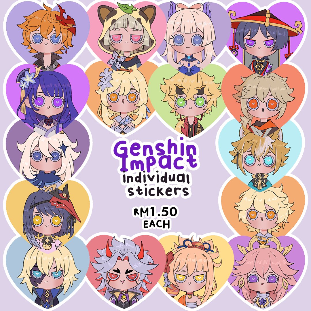 ploless's tweet photo. Genshin impact individual stickers are now available!! Get them now on my shopee store

https://t.co/TxUnp8D03Y https://t.co/0IgzOoXqJA