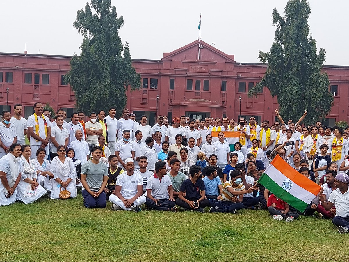 In the holy presence of Hon'ble Vice Chancellor Shri Sanjay Nayak ji and ADM Shri Vijay Khandayataray Mohaday, practice of Mass Suryanamaskar in the historic Ravenshaw College premises on behalf of Cuttack District Organization
#750millionsuryanamaskar
#75करोड़सूर्यनमस्कार