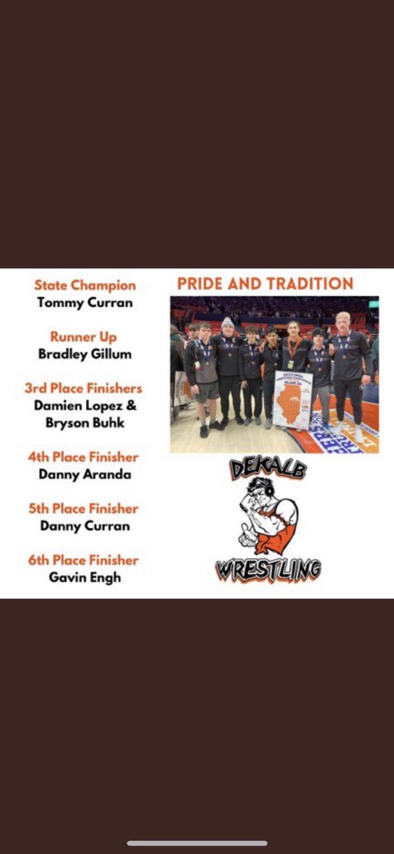 DekalbWrestle's tweet photo. Great state tournament for the Barbs! 12 state qualifiers, 7 place winners, 2 finalists, and a state champion!โฆ..And we arenโt done yet! Team sectional this Tuesday vs Conant at South Elgin! #1barb #proudlydekalb https://t.co/cYW1f0XeD9
