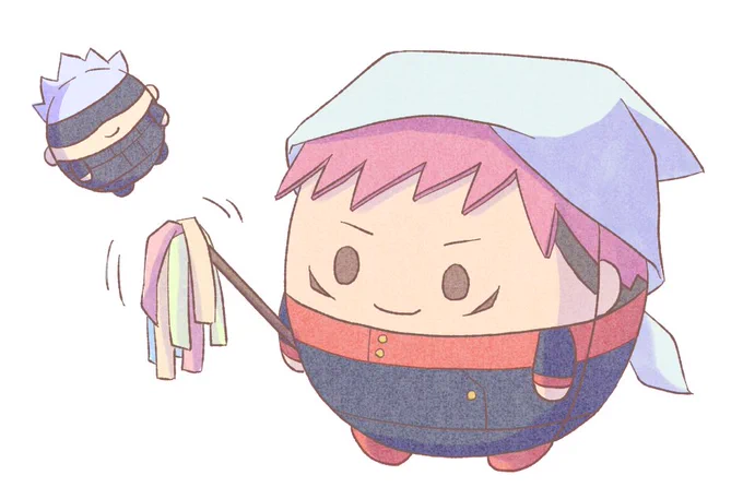 掃除するふわゆじくん 