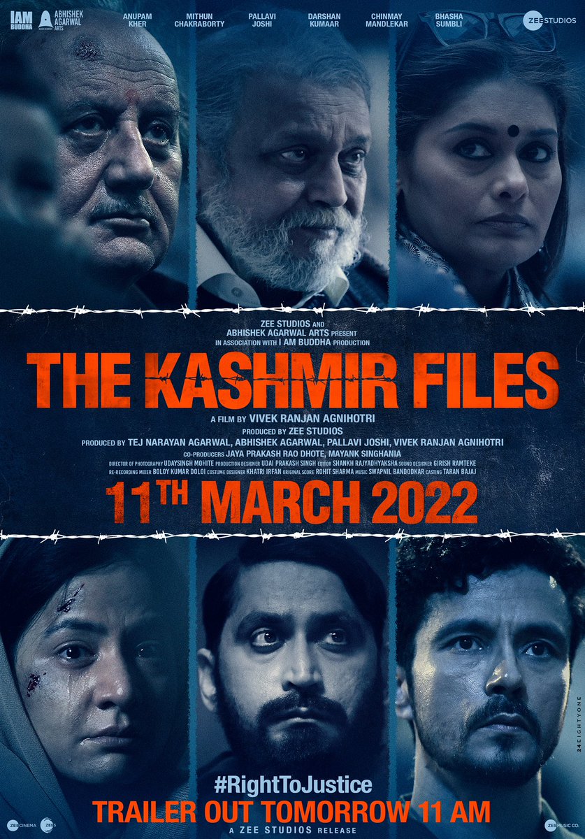 vivekagnihotri's tweet photo. The most awaited trailer will be out tommorrow - Monday - at 11 AM. 
Pl do some breathing exercise tomm morning before 11AM.  #TheKashmirFilesTrailer https://t.co/zTuiRpzqYR