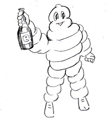 美酒爛漫を持つミシュランマン 