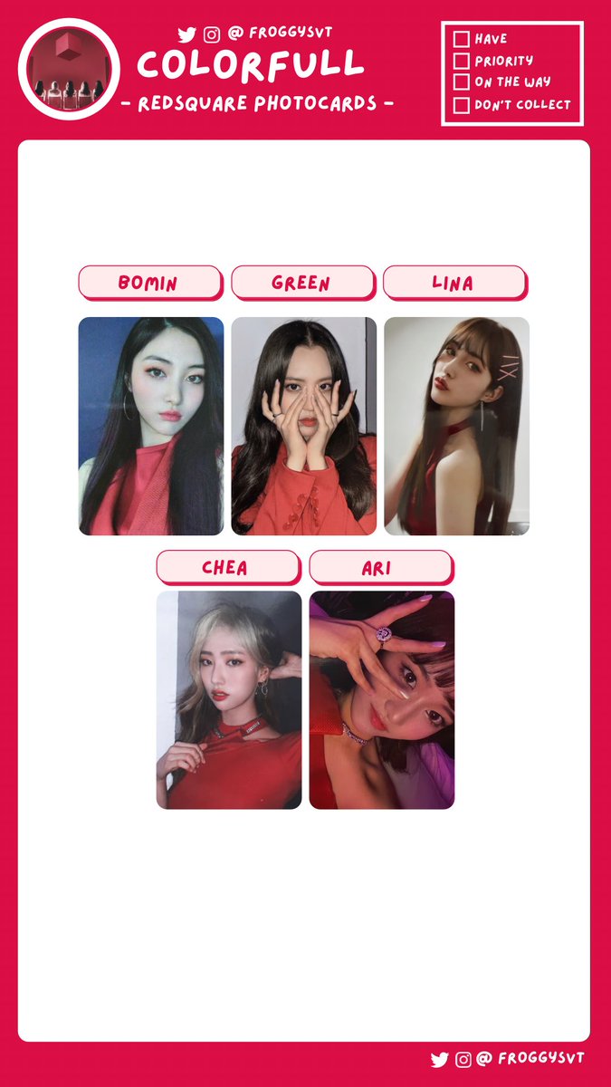 froggysvt's tweet photo. REDSQUARE PREQUEL 
Photocards Wishlist Template

🍄please do not remove credits
🌹new version <3
🍓 https://t.co/Rr7ufwrWW3

#kpop #REDSQUARE #redsquare #BOMIN #GREEN #LINA #CHEA #ARI #COLORFULL #colofull #redsquarepc #redsquarephotocard #redsquarewishlist #wishlist https://t.co/yqwRnUmGtD