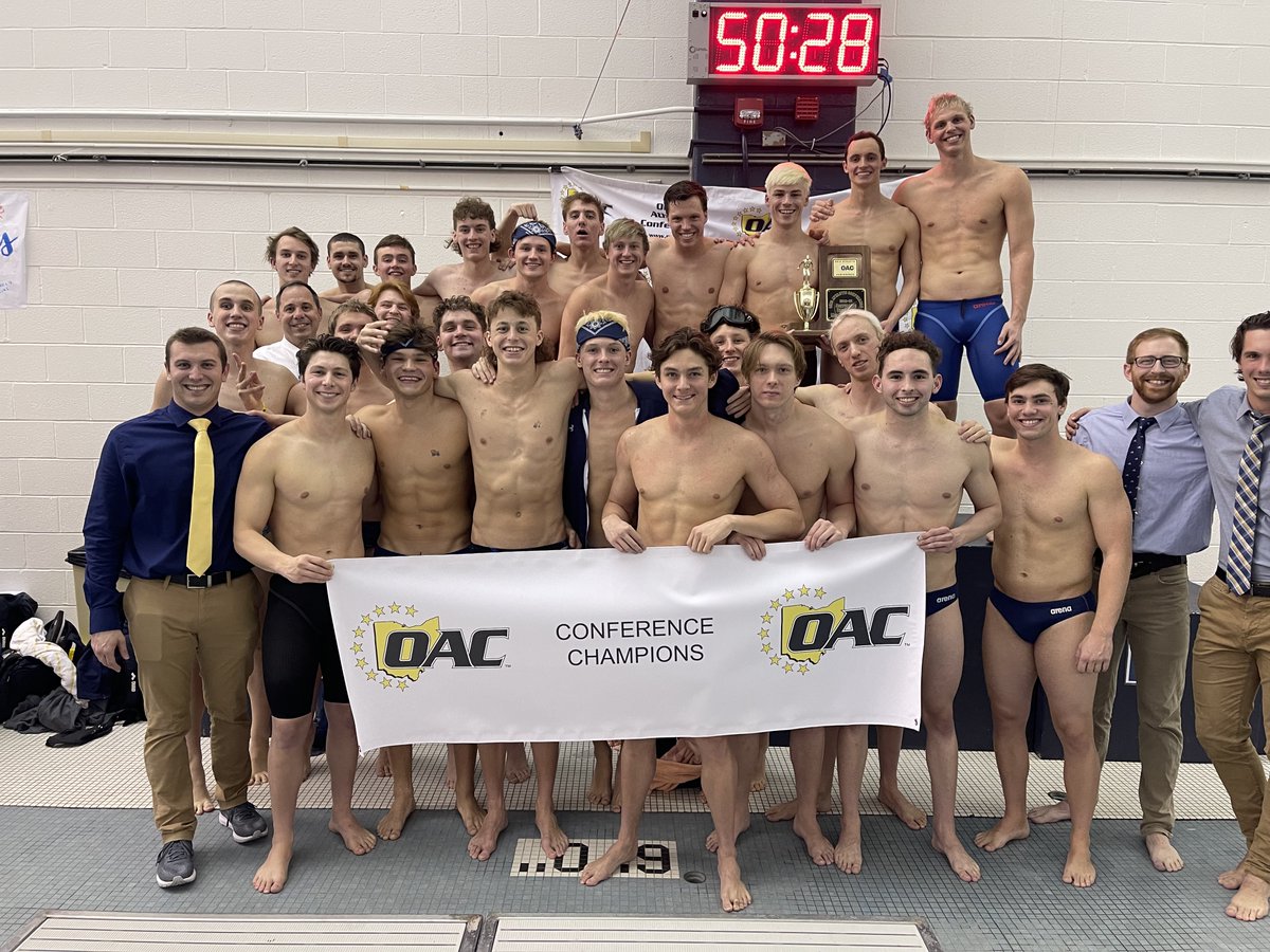 jcusports's tweet photo. MSWIM: History made was made in Akron on Saturday night, as JCU sets an OAC men's points record while soaring to a 6-peat ⚡️

Read the full recap of a special evening 👇
📰 https://t.co/InpyyNZCiM
#GoStreaks ⚡️ @jcuswimdive https://t.co/P3TBu6tbjX