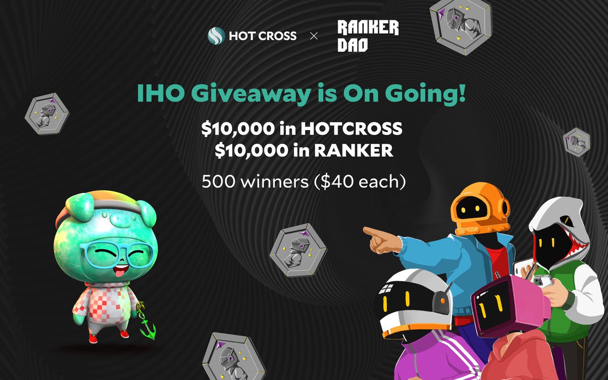 The <a href="/RankerDAO/">RankerDAO</a> IHO giveaway ends today. There's still time to jump into the fun if you haven't!

🎁 $10,000 in #HOTCROSS 
🎮 $10,000 in $RANKER
🏆 500 Winners ($40 each)!

👉🏽 Follow <a href="/RankerDAO/">RankerDAO</a> &amp; <a href="/hotcrosscom/">Hot Cross</a>

♻️ + ❤️ = RT + Like

Fill the form below 👇🏼👇🏼👇🏼
hotcross.link/RANKER-GIVEAWAY