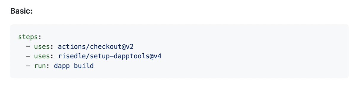 Just published setup-dapptools github action.

It's very useful if u want to add CI in your existing pipelines (e.g. Running dapp test on every pull request)

github.com/marketplace/ac…
