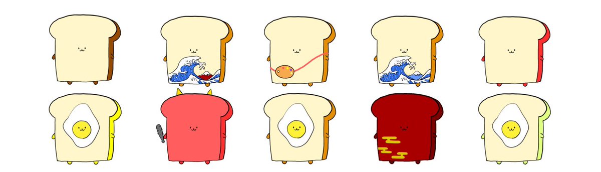 toastees_NFT's tweet photo. NFT drawn by Japanese junior high school students.
baked bread character that makes people feel kind and calm. 
Introducing characters with arrangements of Japanese culture.

https://t.co/1ldnkWUcPJ
#NFT #opensea #OpenSeaNFT https://t.co/mfgsavZJri