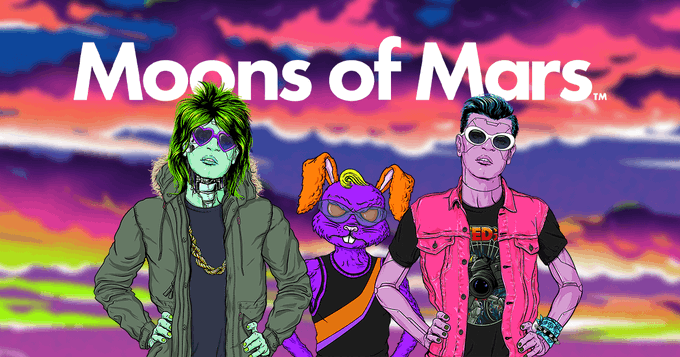 HeathEvans's tweet image. Building a platform to launch community owned brands, here’s why @moonsofmarsnft is one of the most exciting projects in the NFT space.

Combining creative storytelling w/ killer artwork, it includes P2E games, DAO's, product creation &amp;amp; many elements explored in this thread🧵
