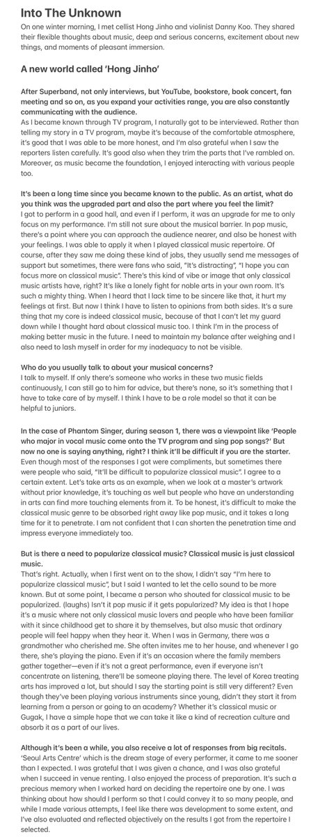 wanderinmarchen's tweet photo. Translations of #HongJinho’s cover story <Into The Unknown> in Theatre+ Feb 2022 Magazine https://t.co/FR6Q9Kyo06