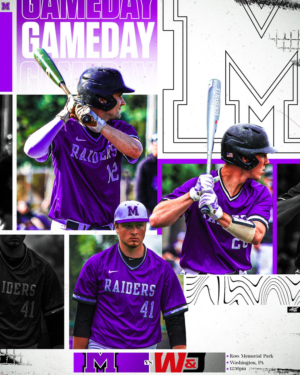 umubaseball's tweet photo. Opening day is here👀

🆚: Washington &amp; Jefferson
📍: Ross Memorial Park 
⏰: 12:30pm
📺: https://t.co/8hbYn3gGIr

#GoMountGo #GoDers | @purpleraiders https://t.co/WTygJYf6Uq