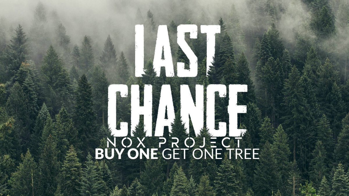 NOX__PROJECT's tweet photo. Last chance to take advantage of our buy one get one tree offer! For every order placed on the NOX Project store ending Sunday we will plant a tree!  
Yep that's right! Place an order and we plant a tree! Don't forget we are going to refund one order at random for every 10 orders https://t.co/iS2Pm4K6OY