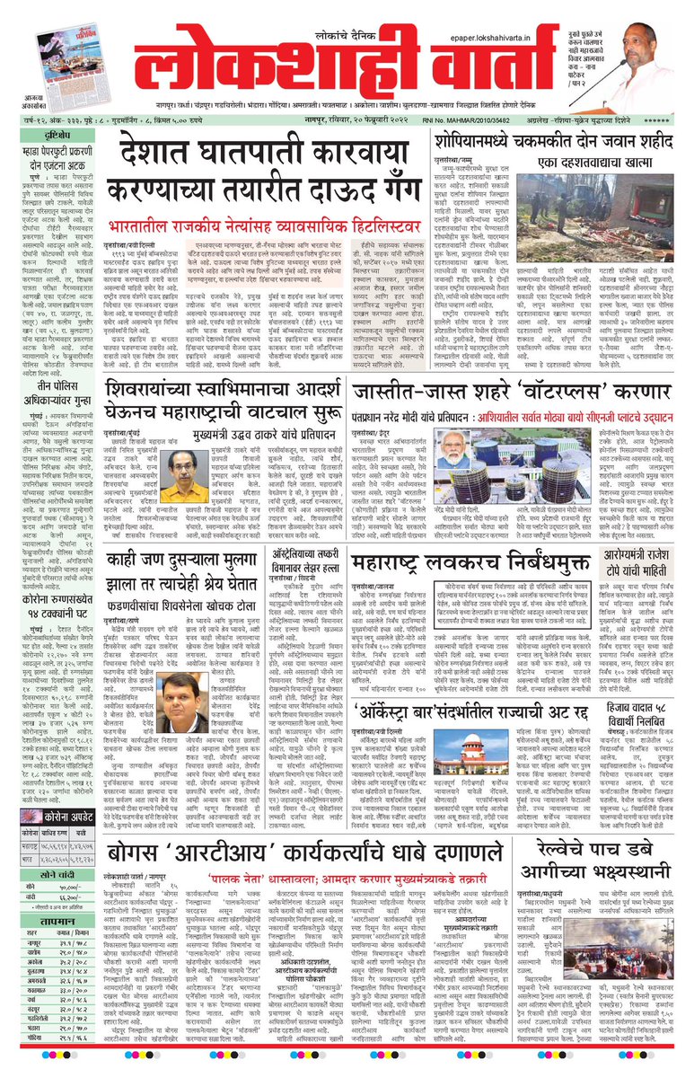 BhaskarLondhe's tweet photo. *दैनिक लोकशाही वार्ता, नागपूर* #Marathi_Daily #Lokshahivarta #लोकांचेदैनिक अंक दि.२०.२.२०२२* व *'प्रतिबिंब' रविवार पुरवणी Twitter:@Lokshahivarta
Instagram: Lokshahivarta
LinkedIn: BhaskarLondhe
https://t.co/z604pJU0m3 तसेच Facebook: @dailylokshahivarta
या संकेत स्थळावर उपलब्ध आहे https://t.co/ikv3k32ePq
