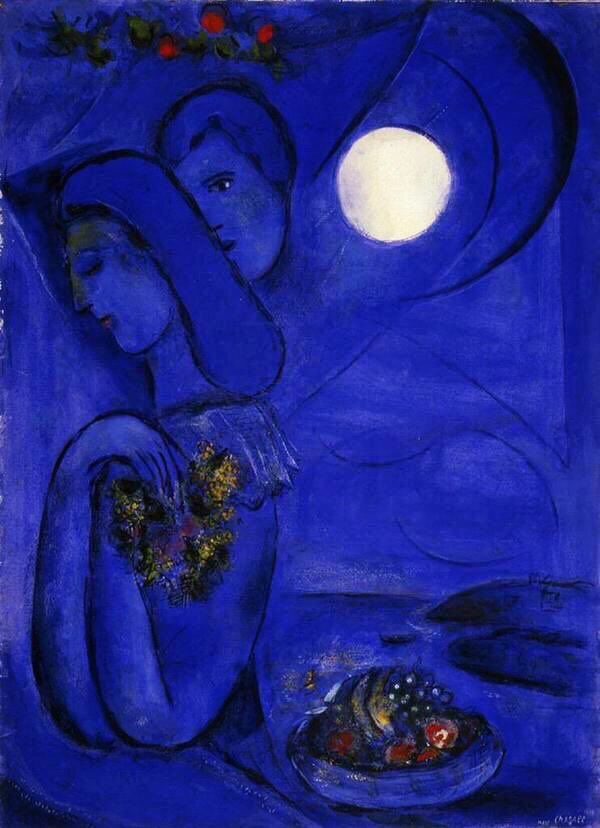 « Toi qui venais de jamais
Sur une route déserte
Moi qui venais de très loin
Par mille sentiers croisés. »

Paul Éluard

Tableau Marc Chagall