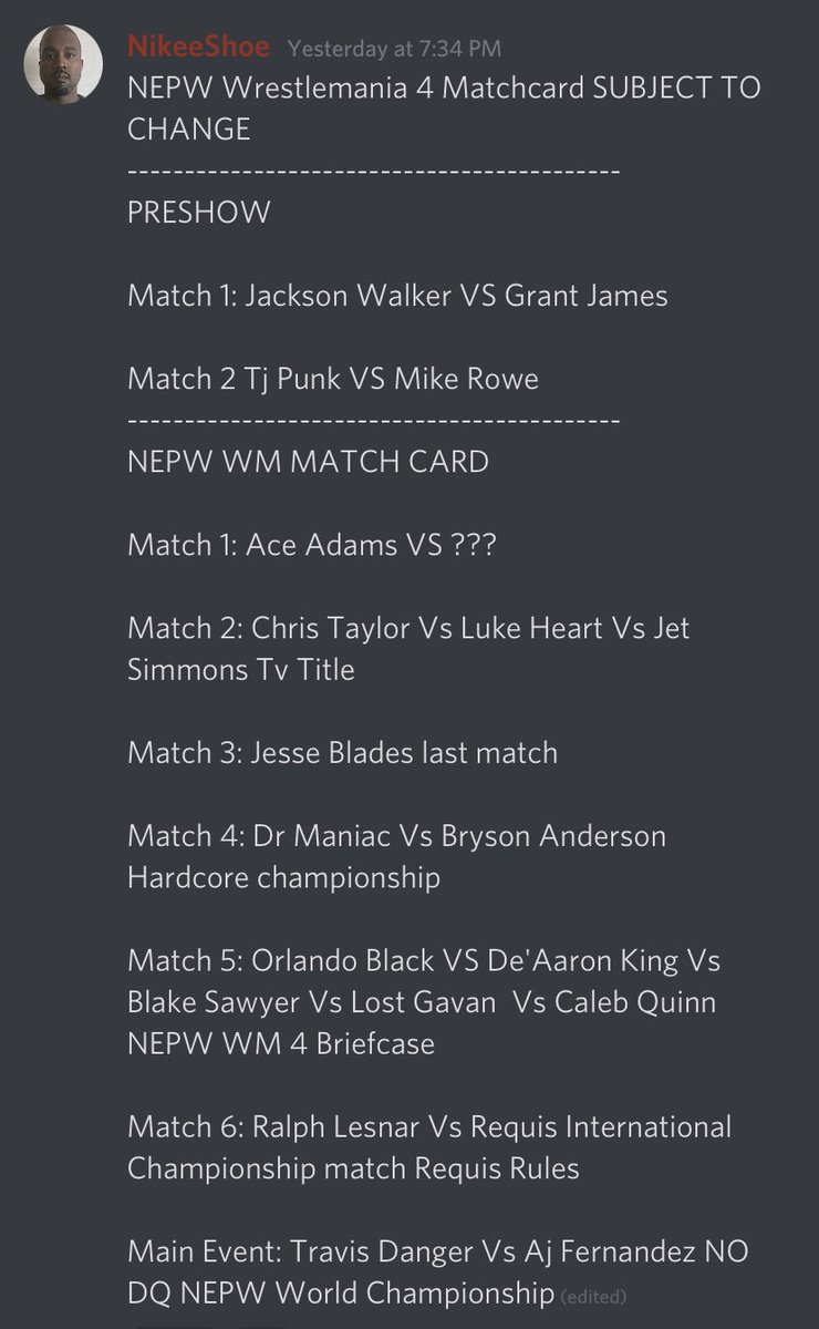 NewEraPro_NEPW's tweet photo. NEPW WM 4 UPDATED MATCHCARD! https://t.co/xrE3CCJXtK