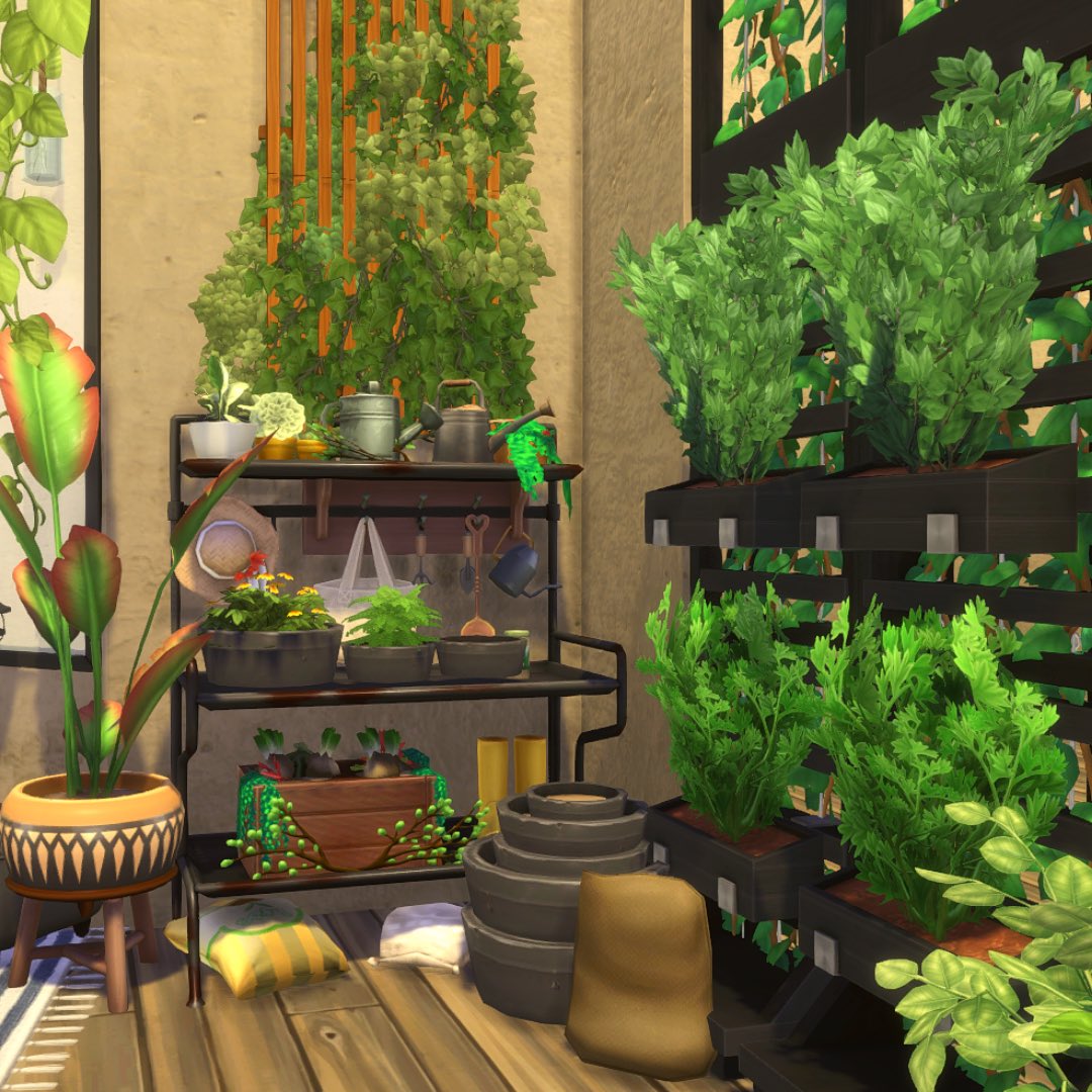 SimLuski's tweet photo. Sol sol! This is my second entry for #ts4buildersgames “nooks and crannies”. A little nook for a plantlover🪴 This sim loves using her self grown herbs and vegetables in her mastery cooking. Hope you like it!🌿 competition hosted by @jubiesims 🤍

#nocc #ts4 #ShowUsYourBuilds https://t.co/2xNCugPqnI