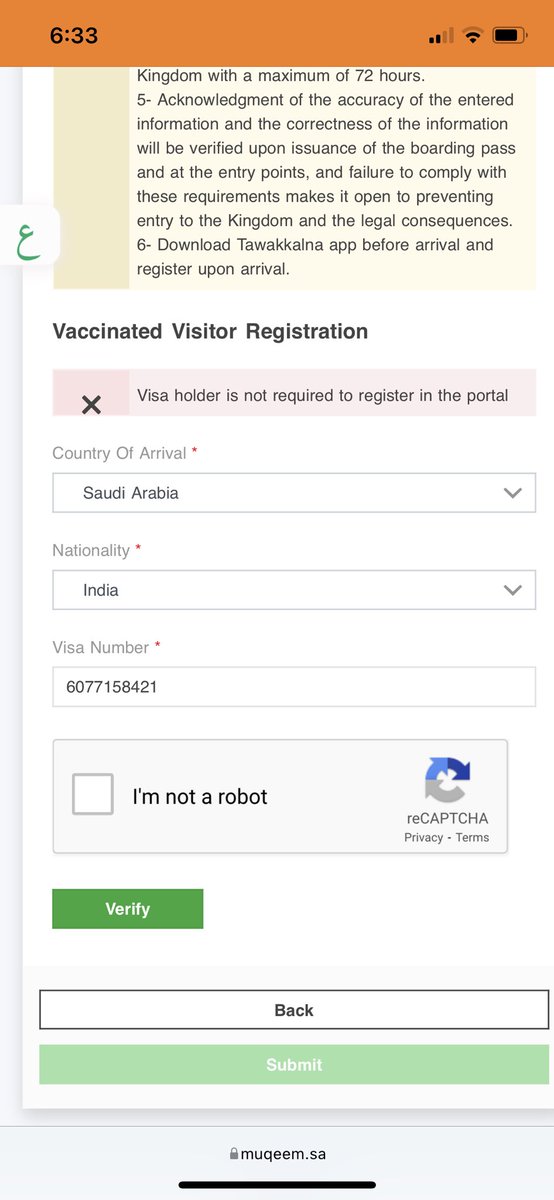 I_CandleLight's tweet photo. @SaudiAirlinesIN @SaudiAirlines10  i have my flight scheduled for 18:00 hrs today from New Delhi to Riyadh…… i have been trying to register on https://t.co/MTEA5BL0dj as vaccinated visitor for last 3 days but getting below updates…..Need support on this…. https://t.co/IvwqzWfwoY