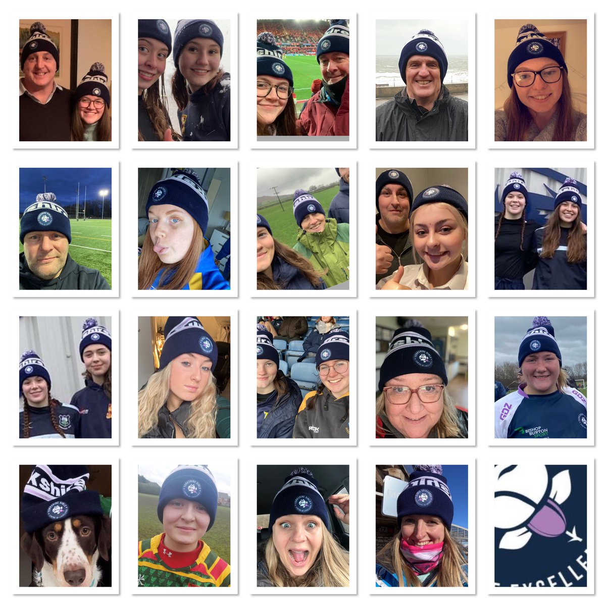 GirlsPathway's tweet photo. If you know us, you know our bobble hats! Even Keith Wood loves the hat (top left)! #YorkshireCoE #TheHat #ColdUpNorth https://t.co/xAzJaDf1lX
