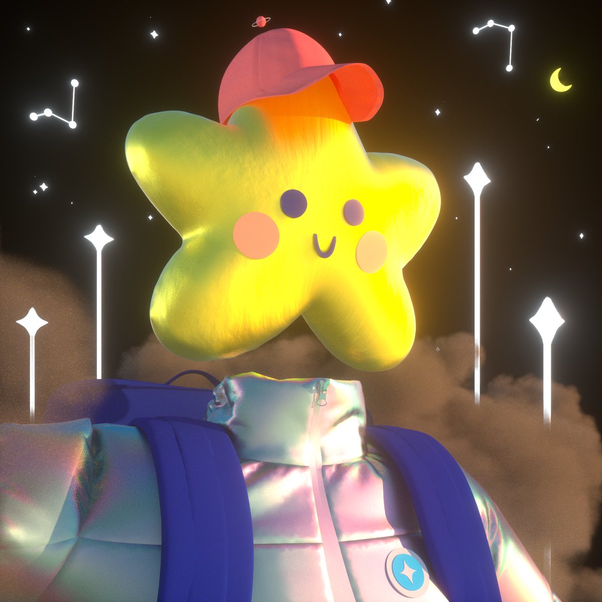 jishnuvwxyz's tweet photo. Created this 3D piece inspired from @StarcatchersNFT !! Love their vibrant graphic style and I didn’t want to miss out at all !! :D

Sculpted and composed on Cinema4D, rendered on Octane. Hope you guys love it 💫✨

#NFTartist https://t.co/eonmp9qEmO