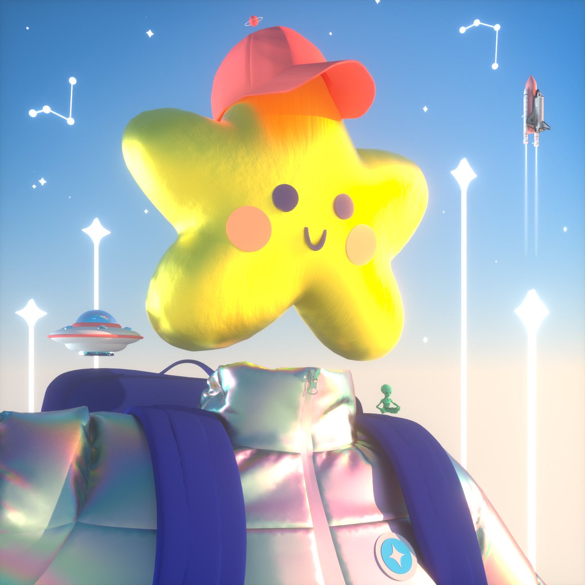 jishnuvwxyz's tweet photo. Created this 3D piece inspired from @StarcatchersNFT !! Love their vibrant graphic style and I didn’t want to miss out at all !! :D

Sculpted and composed on Cinema4D, rendered on Octane. Hope you guys love it 💫✨

#NFTartist https://t.co/eonmp9qEmO