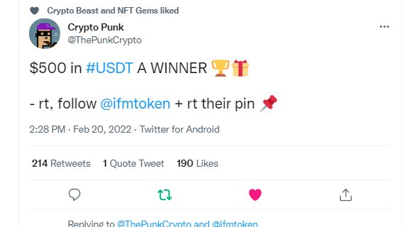 YosemiteNft's tweet photo. @ThePunkCrypto @ifmtoken DONE. https://t.co/eWf0yhBzhN