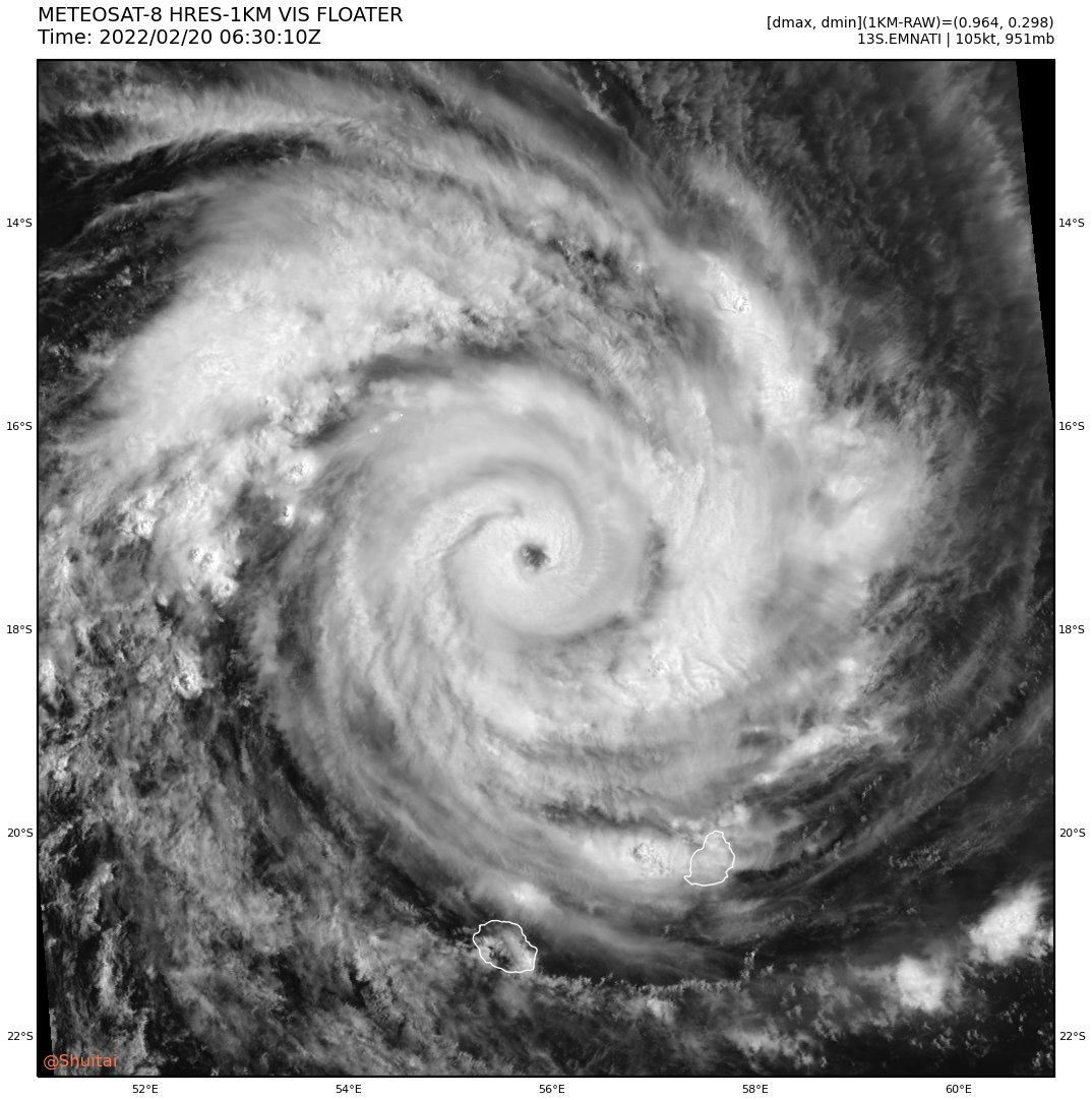 Le cyclone #Emnati est situé ce matin à près de 400 km au nord de #LaReunion.
Il constitue surtout une menace pour l'est de #Madagascar d'ici 48h. 