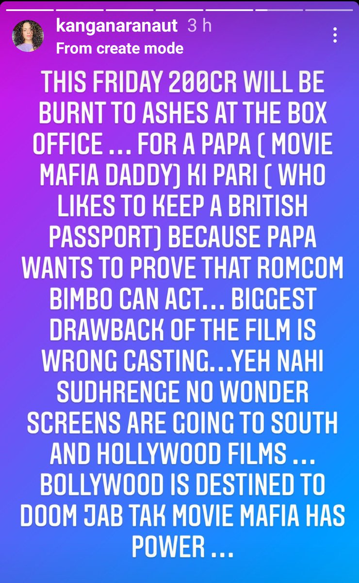 rose_k01's tweet photo. Kangana Ranaut on Point 🔥😂 Calls Alia Bhatt 'Papa ki pari’, ‘Romcom bimb0’  "200 crores will be burnt to ashes this Friday" #KanganaRanaut https://t.co/ej8gia95St