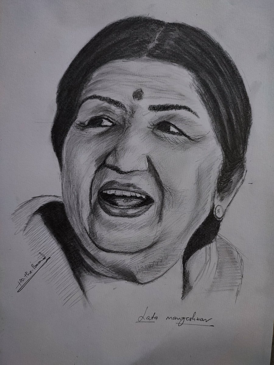 Shraddhanjali to <a href="/mangeshkarlata/">Lata Mangeshkar</a> 🙏🥺
Pencil sketch #tribute to her