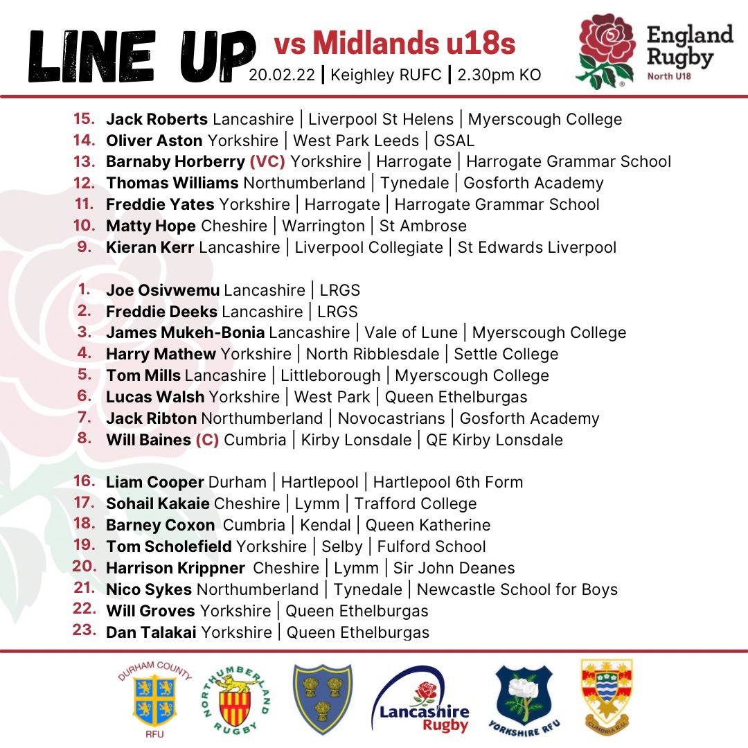 U18North's tweet photo. 🙌🏼 GAME DAY!!

Looking forward to starting the @EngCountiesU18 divisional series today!

We play @RFUMidlandsU18 at 2.30pm - @KeighleyRUFC

Looking like a wet &amp; windy one… Perfect duck weather…
Northerns bring your big coats if coming to support the lads!

#UpTheNorth #Quack 🦆 https://t.co/8gPD15Fmje