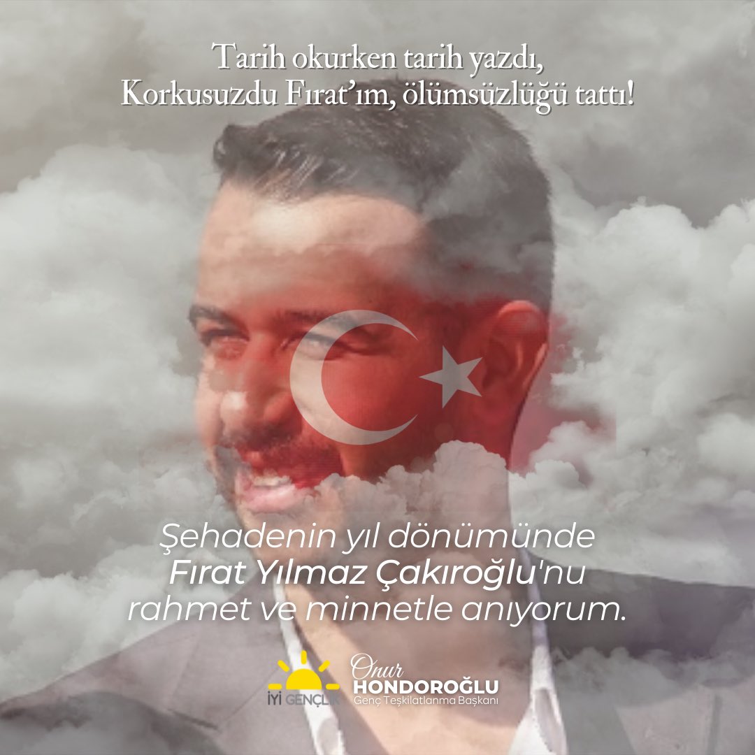 OnurHondoroglu's tweet photo. "Tarih okurken tarih yazdı,
Korkusuzdu Fırat'ım, ölümsüzlüğü tattı!"

7 yıl oldu, acımız ilk günkü gibi taze. Şehadetinin yıl dönümünde #FıratYılmazÇakıroğlu’nu rahmet ve minnet ile anıyoruz. https://t.co/HuuvKc1Nt8