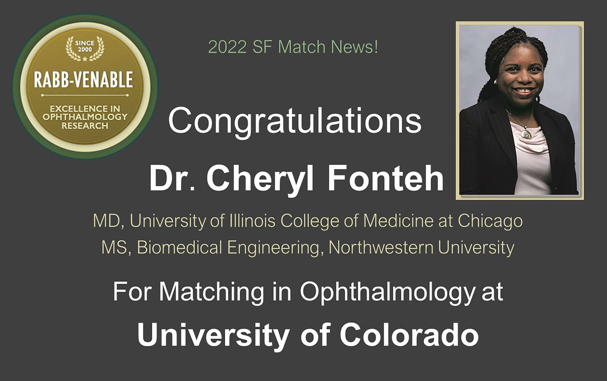 rabbven's tweet photo. Congratulations @dr_cherinspires for matching @CUEyeCenter!
#ophthomatch2022 #match2022 #ophthalmology #ophthoMatch #medtwitter #sfmatch #Ophthotwitter https://t.co/HRdhXQz70q