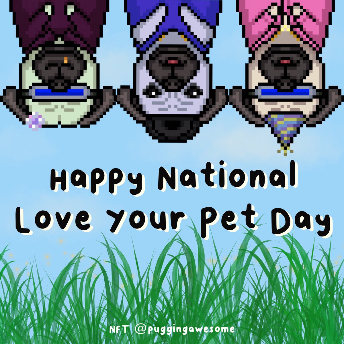 puggingawesome's tweet photo. Happy National Love Your Pet Day!🐶💙

(PS: we have big announcement today! Follow us now👀)

#nft #nftart #nftartist #nftcollector #nftcommunity #nftdrop #nftgiveaway #nftproject
#solananft #magiceden #solanart #solsea https://t.co/MfUCmdIrng