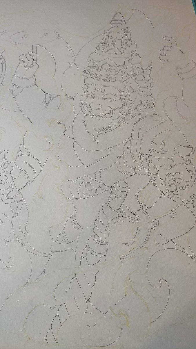 Hello everyone, my work today.  Design tattoos for customers at the shop.  The task of the task is  Thai style giant <a href="/CrazyAlgo/">AlgoCrazy</a>