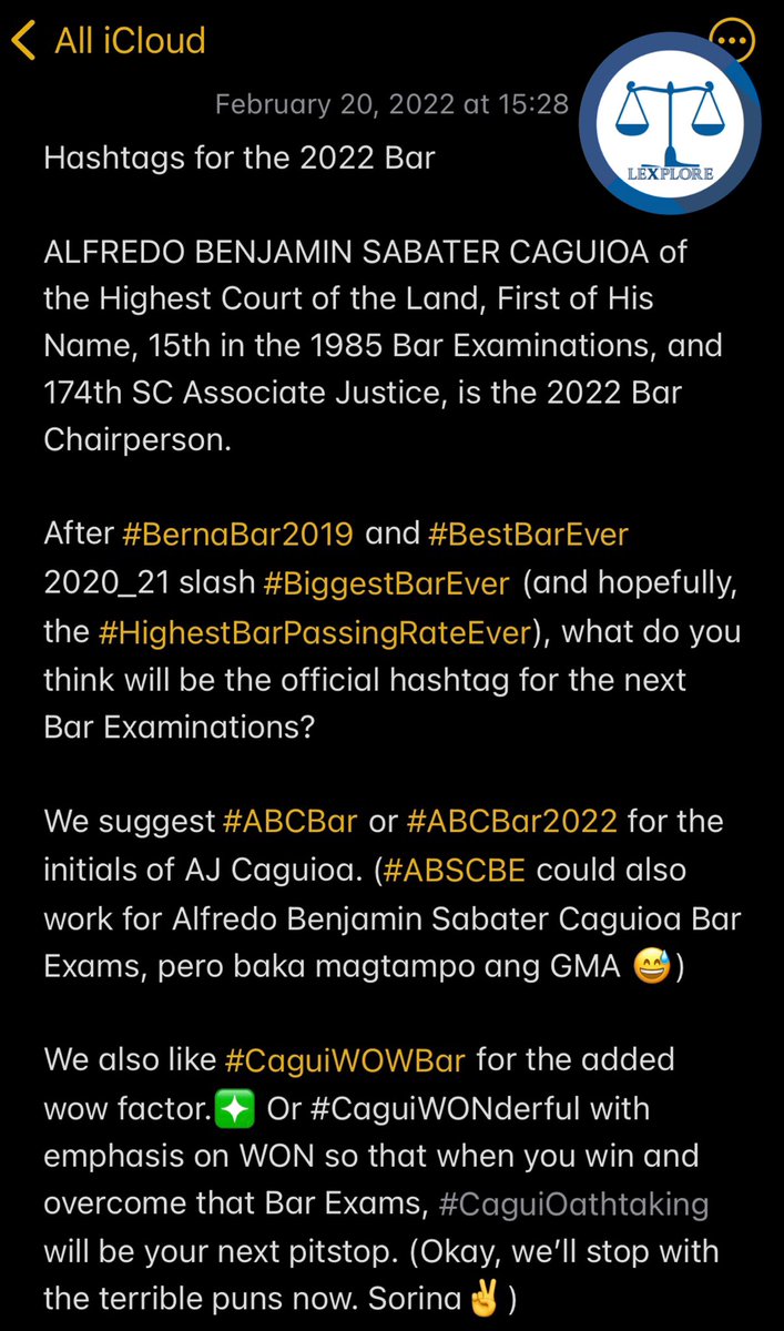 LEXplorePH's tweet photo. #ABCBar2022, #CaguiWOWBar, or #CaguiWONderful?

Caguioa bar babies, comment your hashtag of choice below.

You can likewise type in your suggestions. We’ll feature the best ones.😊 https://t.co/OheMIzaSAO