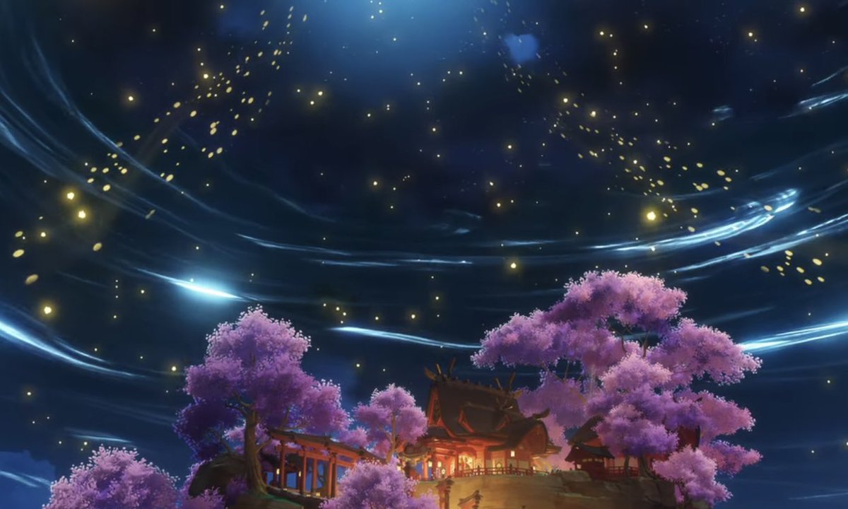 onlineSarah's tweet photo. Inazuma so pretty! I really loved the bittersweet ending scenes they had for Yae’s story. So beautiful. #GenshinImpact https://t.co/PiUcXY5rcL