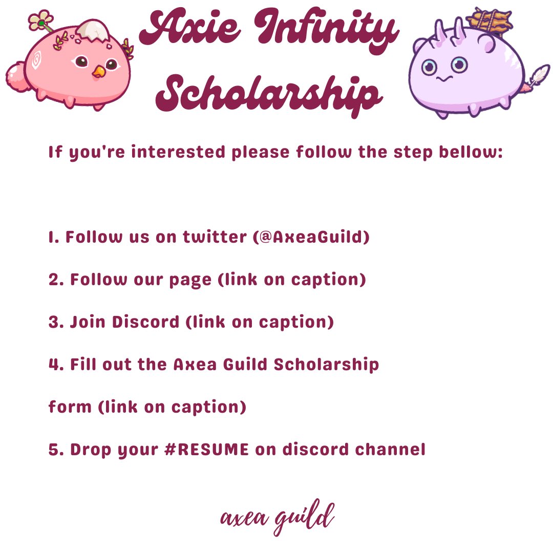 tututnipol's tweet photo. AXIE SCHOLARSHIP #AXEA #AxieScholarships #AxieinfinityScholarship
AXIE INFINITY SCHOLARSHIP
Links:
Twitter: https://t.co/c1igTJzOUL
Facebook page: https://t.co/EAOxYSFSWc
Google form: https://t.co/0BkSgYZh5T
Discord: https://t.co/fESo4Af0ua https://t.co/wJkjbhpkrr