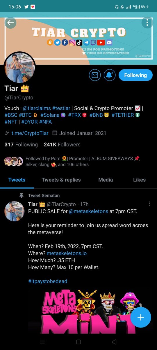 BigWinZzzz's tweet photo. @TiarCrypto done https://t.co/RtS66x1ita