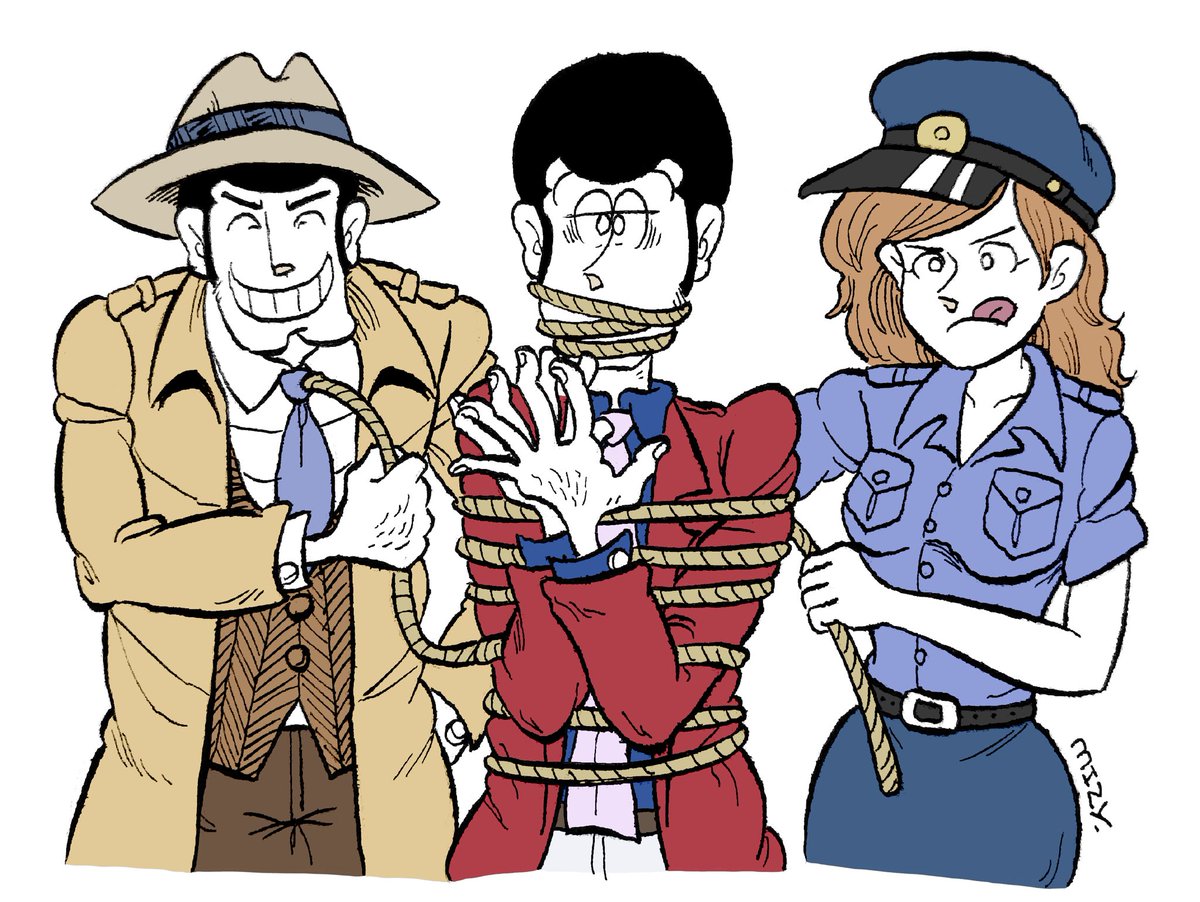 逮捕！ #絵 #ルパン絵 #ルパン三世 #峰不二子 #銭形警部