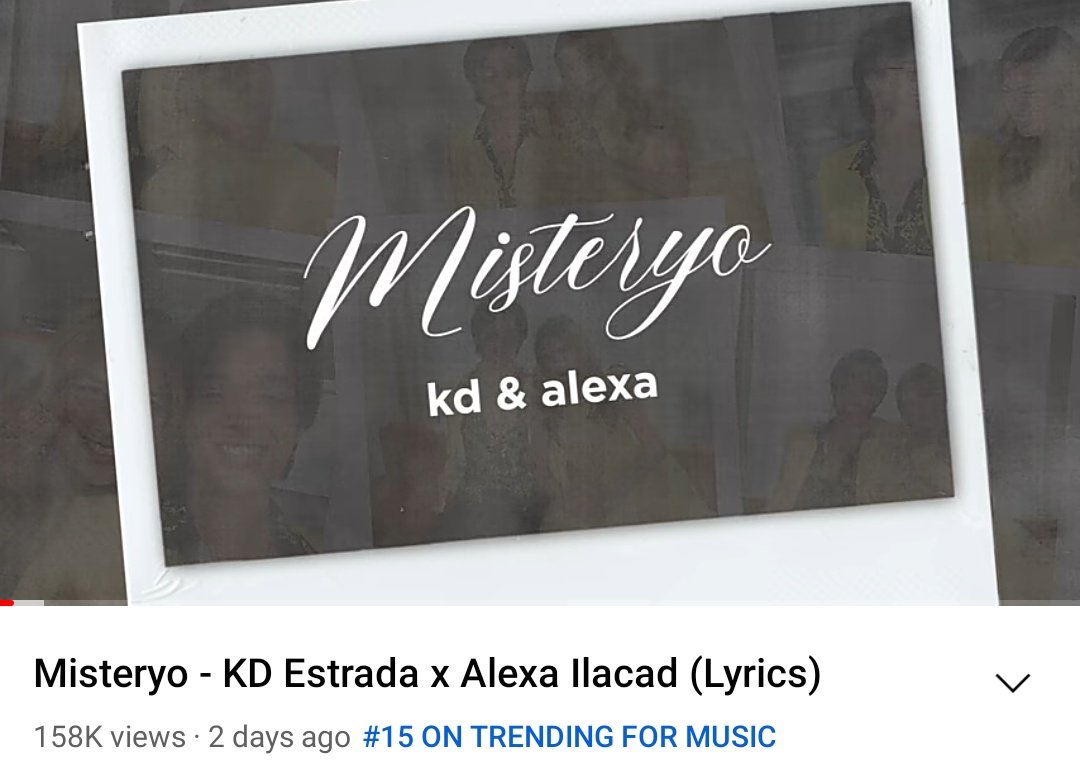 cjjjjj27's tweet photo. Update: (Youtube Trending for Music) 

WISYA- #12 with 146k views
Misteryo- #15 with 158k views

@kdestrada_ @alexailacad 
#KDEstrada #AlexaIlacad https://t.co/W6Gf9utecB