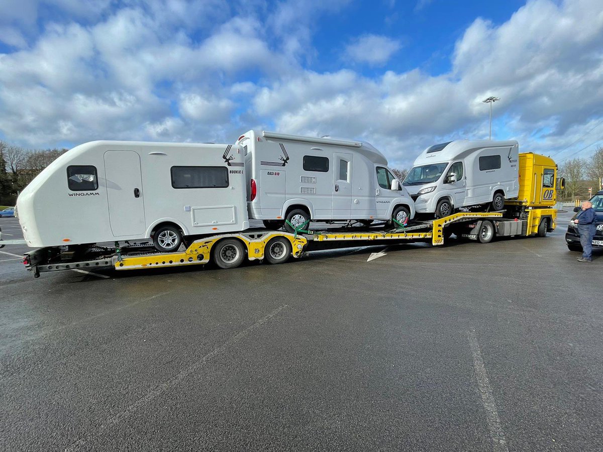 UkWingamm's tweet photo. A BIG thank you to Shaun and Nick at OB Trucks delivering the vehicles from Verona to the NEC. 

They had a battle against delays, cancellations and the weather but they still managed to get here in only 45hrs!!! Well done guys! 👏 https://t.co/aEez7tka9F