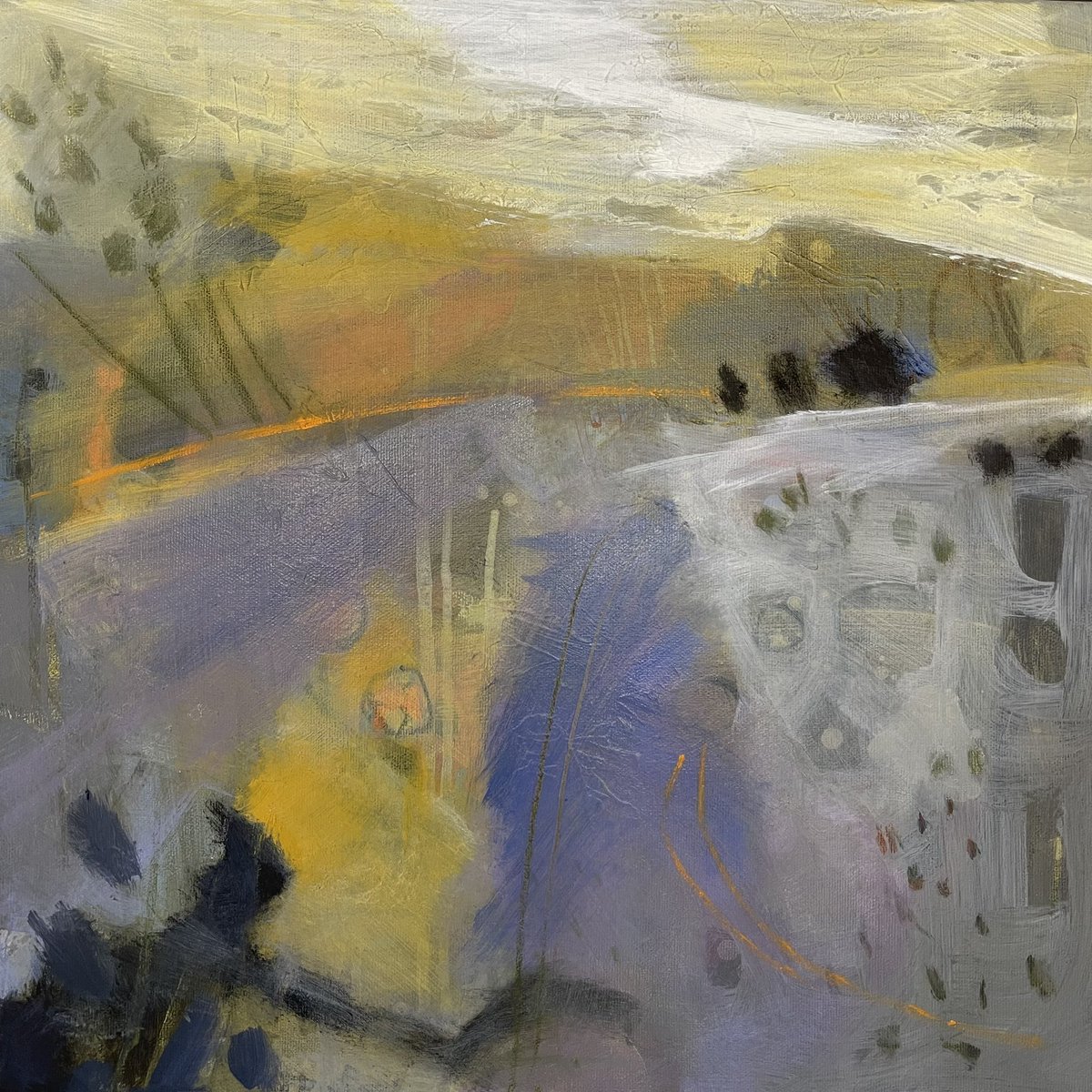 cramerpaintings's tweet photo. River Sunset’ 55cm x 55cm grey tray frame. I painted this at the end of January after taking a late afternoon walk along the river Avon as the sun was going down. Not my usual colour palette but simply a response to the colours of the season 🙌🏻  #landscapepainting #artcollector https://t.co/UPFLtjT1DH