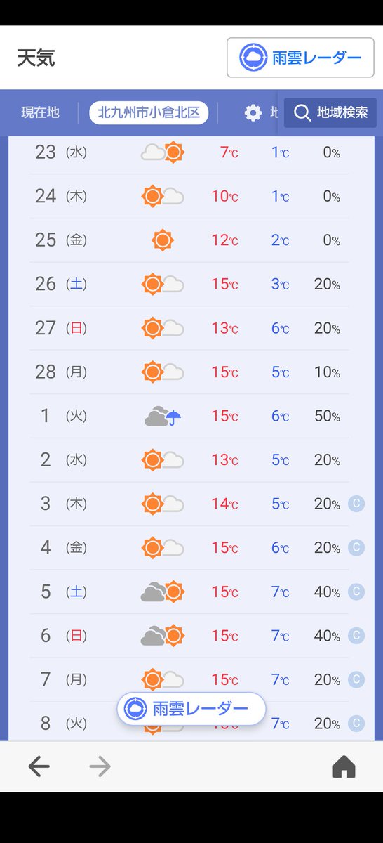 ki__yan13's tweet photo. ずっと、晴れ予報やけどくさ
雨マークが1日だけある🙊 https://t.co/R3sX0FJEA6
