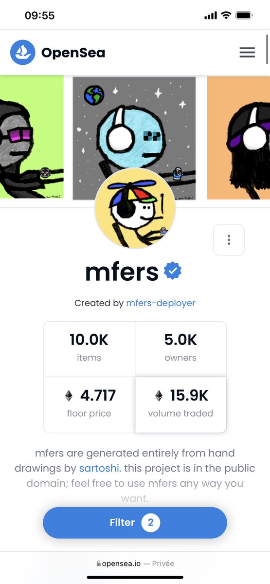 MBendiar's tweet photo. 5k holders and I still have 100 followers ? Come on #mfers 
#NFTs https://t.co/AbuuxZBWg1