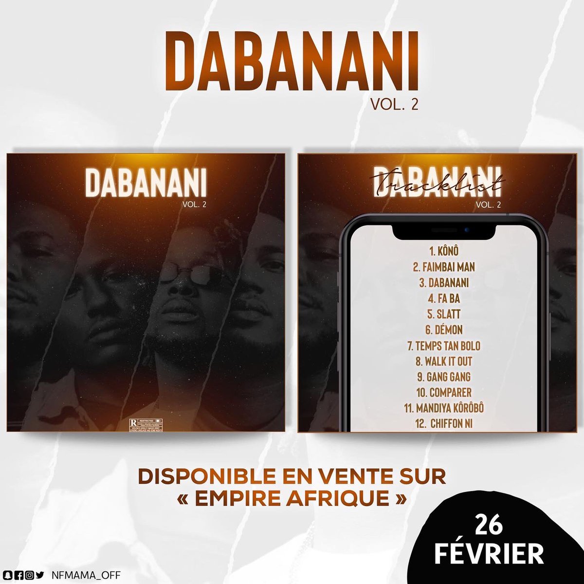 223_contana's tweet photo. Salam la famille voici la Tracklist #DABANANI2 Comparer est mon titre préféré et vous? https://t.co/6w4u4zUom8