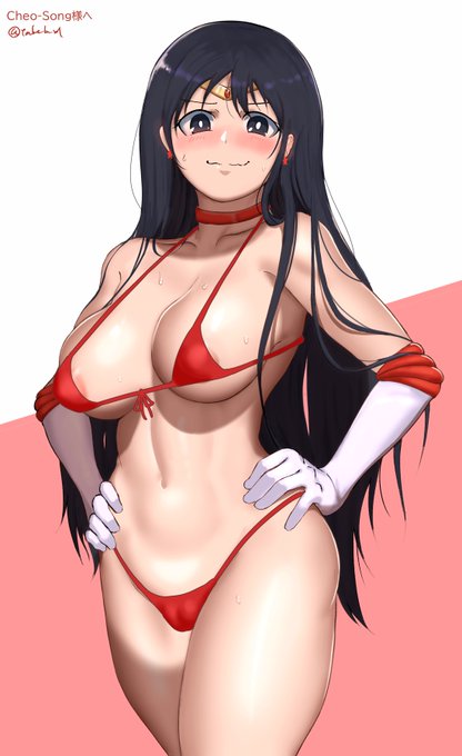 スケブ依頼より ありがとうございました
ツイッターに載せる用に雑にビキニ着せました 